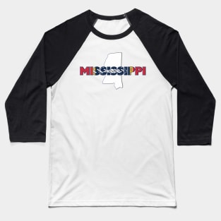 Mississippi Colored State Letters Baseball T-Shirt